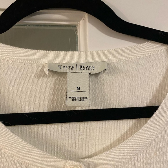 White House Black Market WHBM Snap Front Crew Neck Cardigan, White, Size Medium - Picture 3 of 4